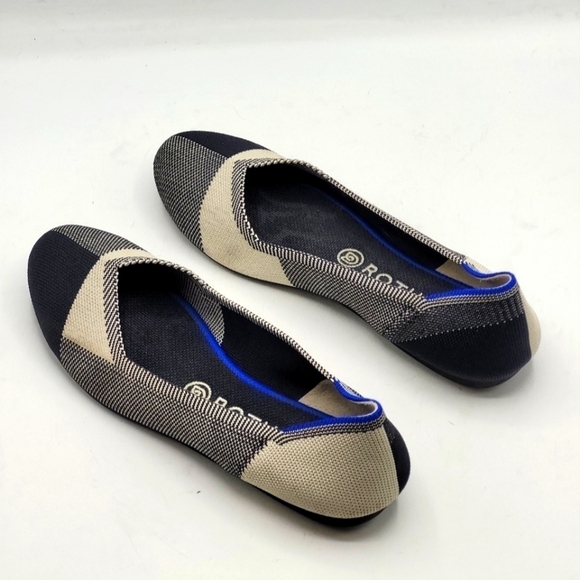 Rothy's The Flat Round Cap Toe Black and Cream Plaid Retired Pattern Size 8.5 - Picture 4 of 16